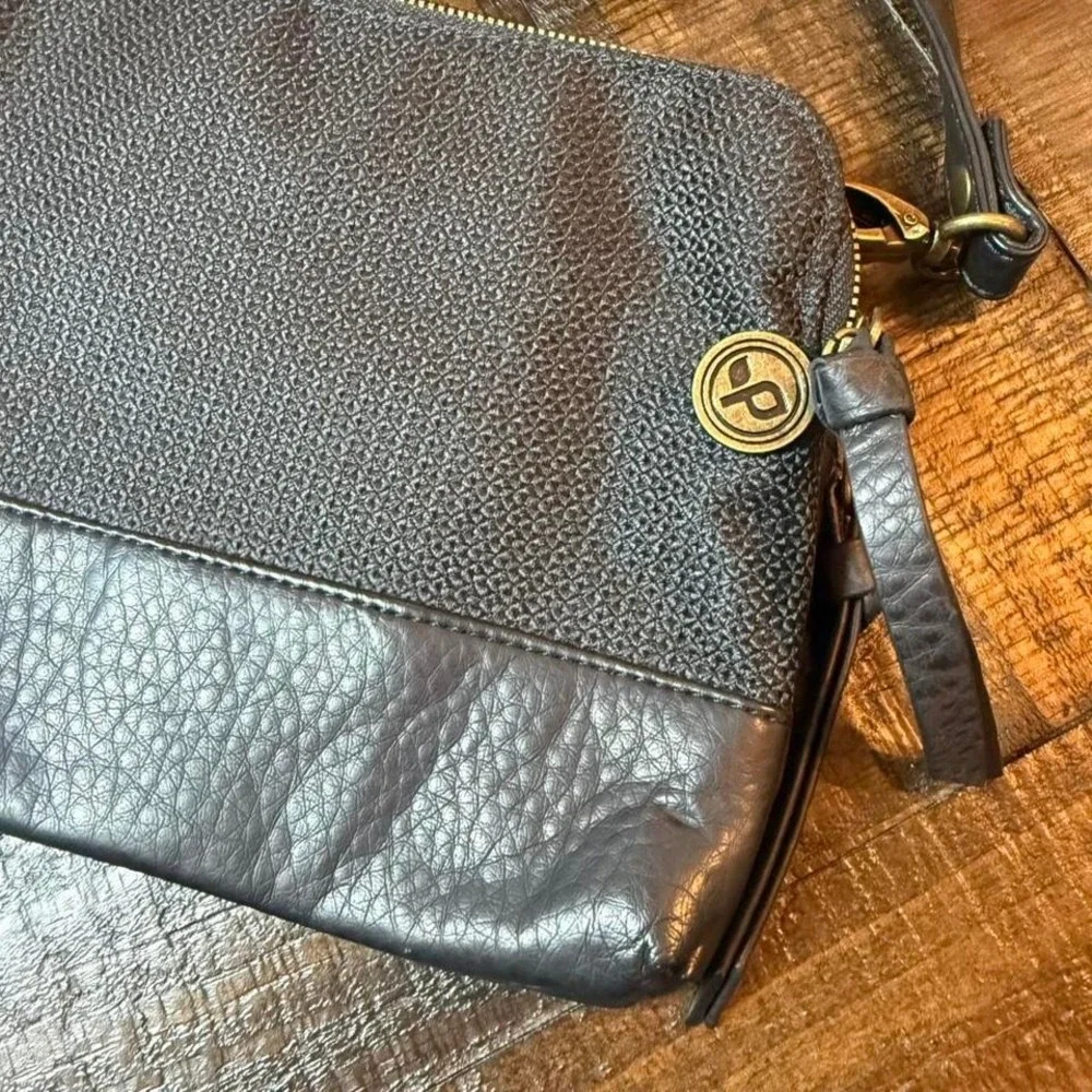 Pistil Black Mini Crossbody Bag‎ Canvas Faux Leather Adjustable Strap
